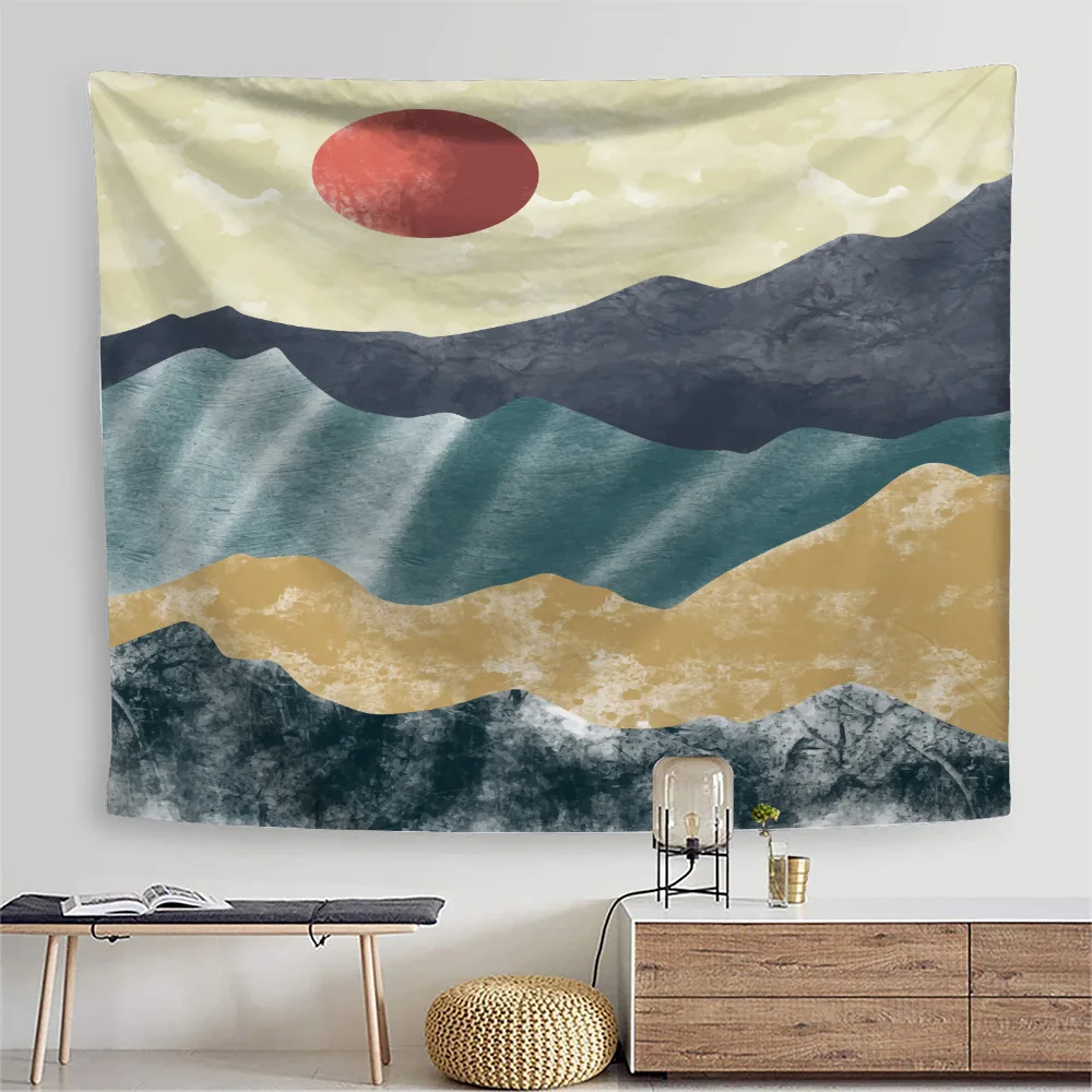 Tapeçaria de parede de paisagem criativa para quarto, dormitório, fundo de cabeceira tecido de parede papel de parede mural, tapeçaria de tecido