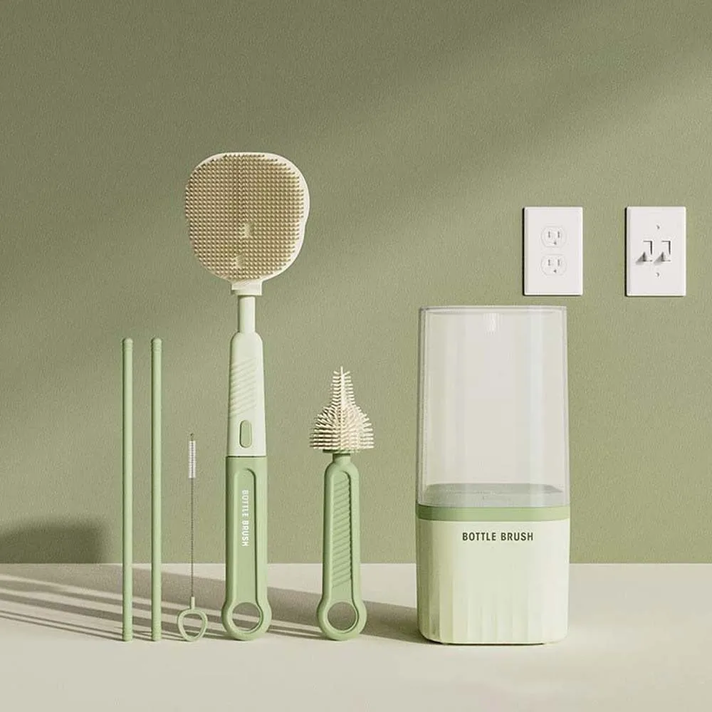 

Multi-functional Bottle Cleaning Brush Set Anti-lost ABS Pacifier Straw Scrubber Eyedropper Brush PC Baby Nipple Brush Kit