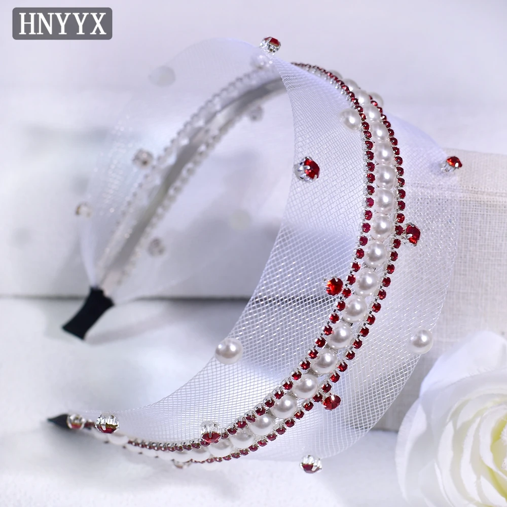 

HNYYX Fashion Women Hairband Red Rhinestone Party Headdress Birthday Hair Piece Princess Head Wear Girls Daily Jewelry A331