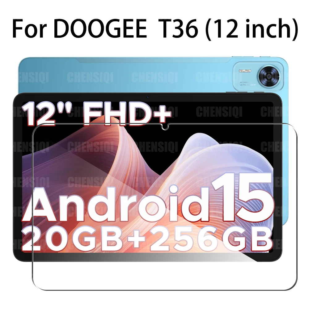 Screen Protector For DOOGEE T36 12 inch 2025, Premium Tempered Glass 9H Hardness, High Transparent Anti Fingerprints,No Bubbles