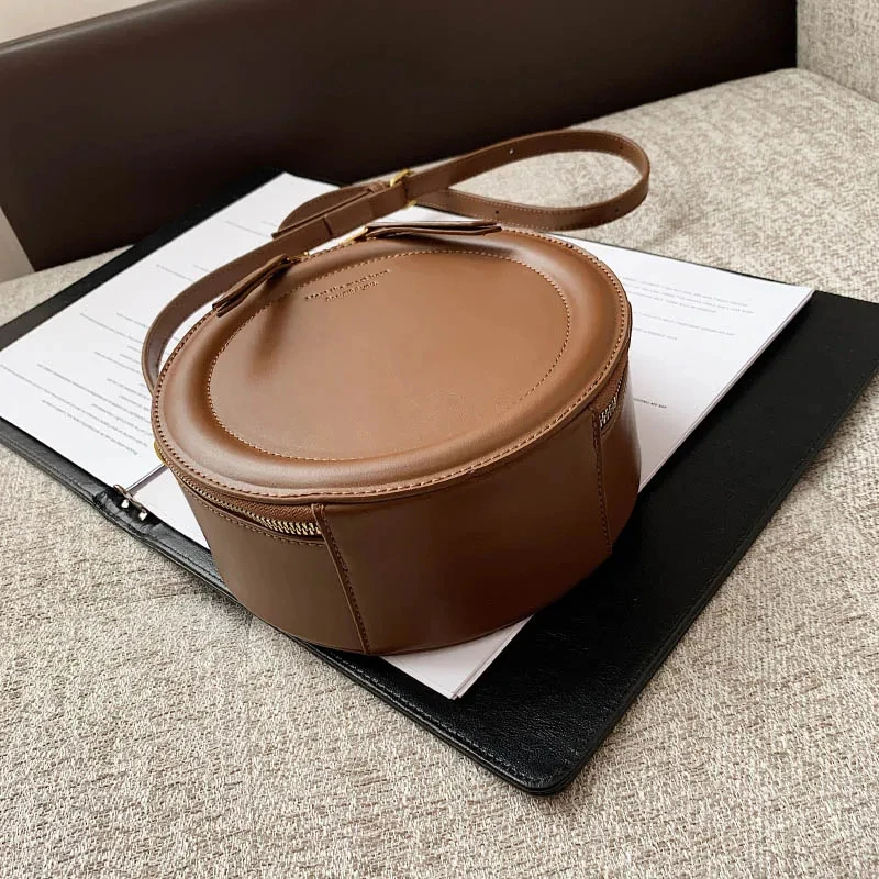 Round Design Lady Handbag Vintage PU Leather Shoulder Bag for Women Fashion Clutch Purses Crossbody Bag Female Travel Totes