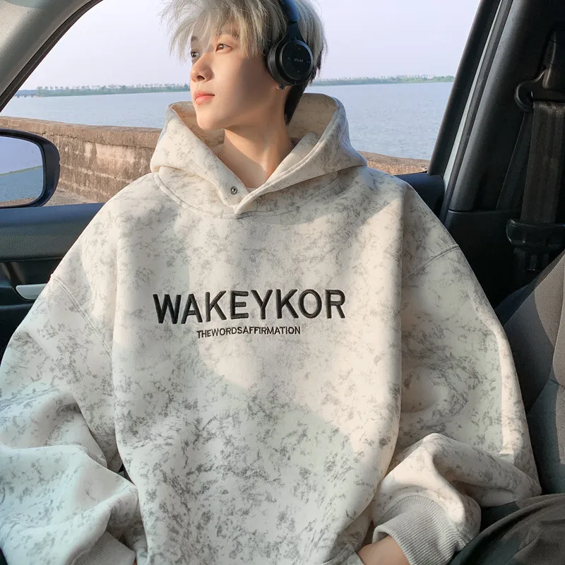 

Мужская толстовка Cleanfit оверсайз: модный брендовый свитшот в американском ретро-стиле с эффектом окрашивания, для весны и осени, повседневная верхняя одежда премиум-класса