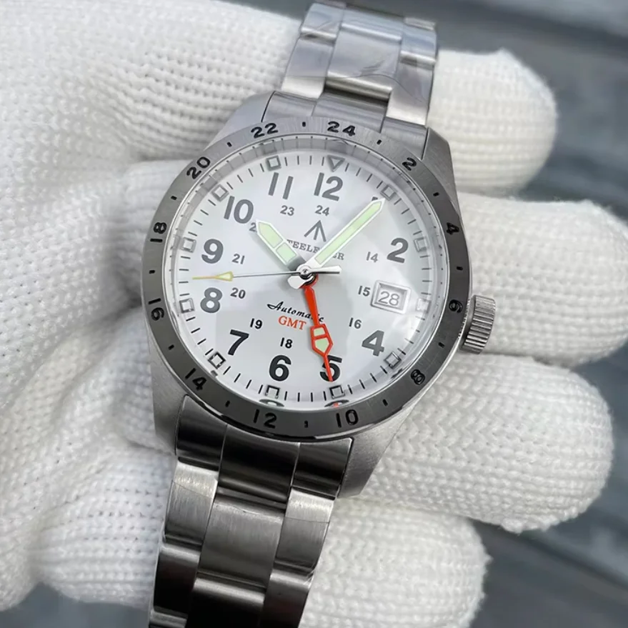 STEELDIVE Men Automatic Watch 39mm GMT Mechanical Wristwatch Diver 20ATM Waterproof C3 Luminous Sapphire Mirror NH34