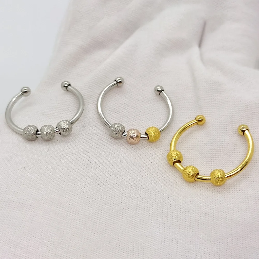 Anxiety Rings For Women Girls Beads Fidget Ring Spinner Spiral Adjustable Open Rings Rotate Anti Stress Pressure Relief Jewelry