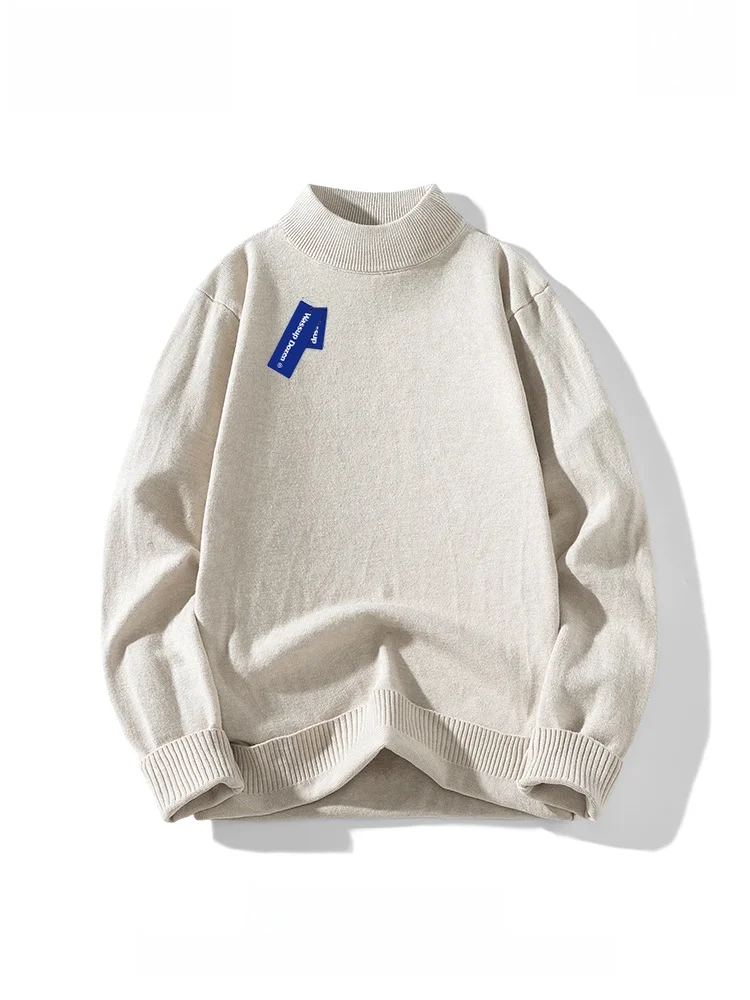 

Wassup Dozen Men's Mid-Ne Knitwear Pure Color f-High Collar Winter Inner Wear Base Layer Sweater Slim Fit Casual Sle