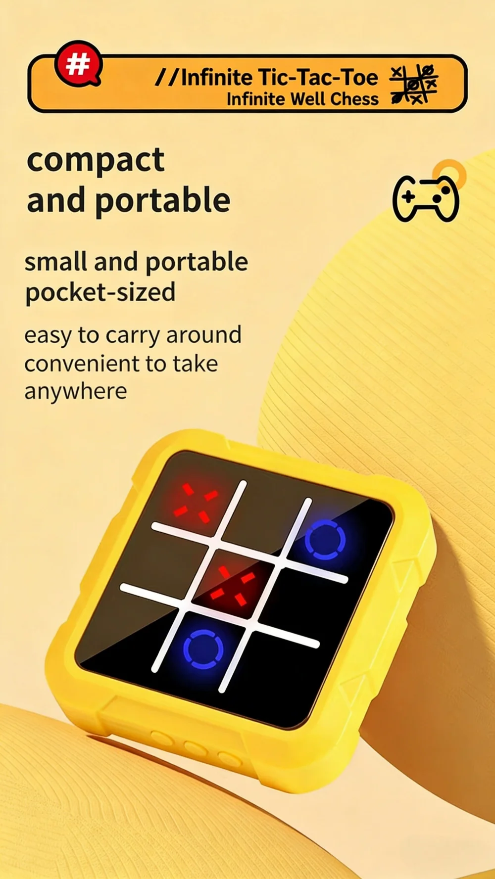 Tragbares Tic-Tac-Toe, Stressabbau- und Lernbrettspiel, multifunktionales elektronisches Spiel, geeignet für Erwachsene und Kinder – Detail 12
