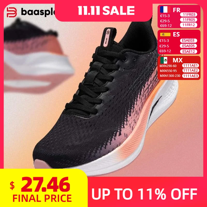 Baasploa Women Professional Running Shoes Outdoor Carbon Plate Non Slip Sports Shoes Female Casual Breathable Jogging Sneakers