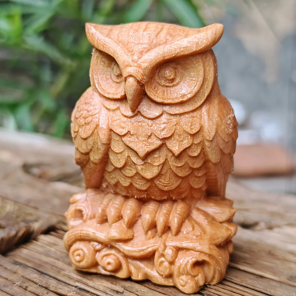 1.8 Inch Wooden Owl Ornament, Animal Style, Simple Style, Suitable for Housewarming Gifts, Christmas Gifts, Office Decoration, Men's Gifts, Back-To-School Season Gifts, Desktop Decorations, Bedroom