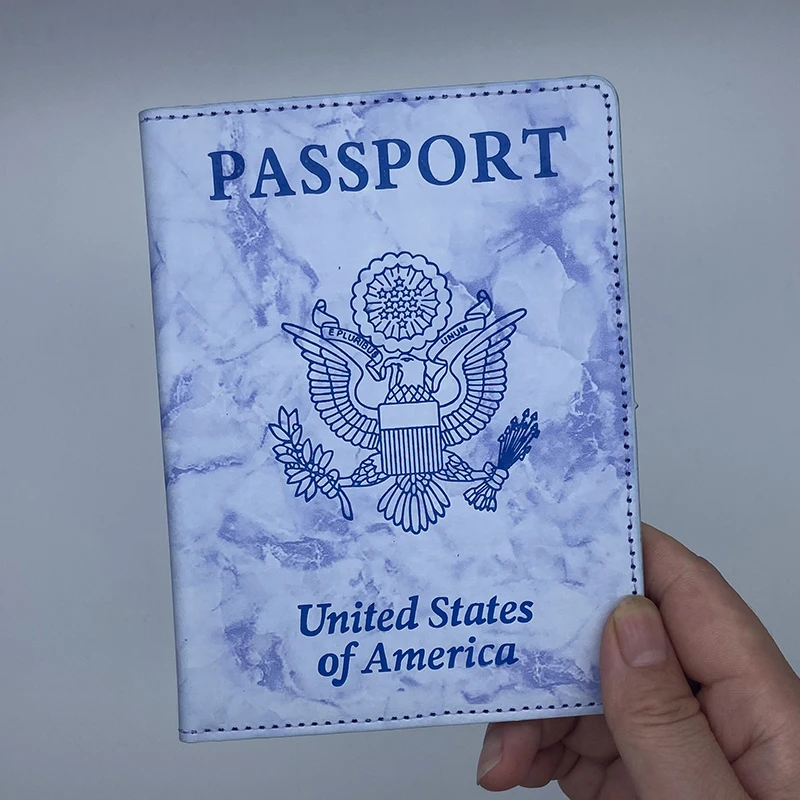 USA Passport Cover Women Marble Pu Case for Passports Travel Wallet Free Laser Engraving of Names