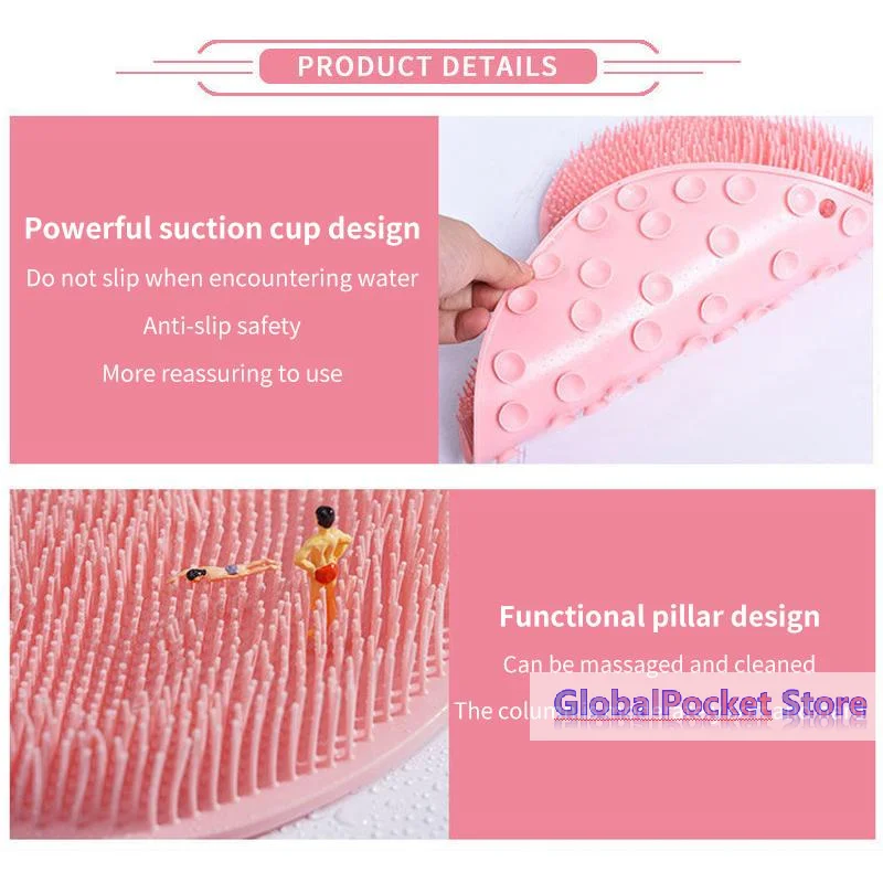 Shower Foot Scrubber Mat Back Washer Exfoliating Bath Wash Pad Wall Mounted Slip Suction Cups For Use In Cleaner Men And Women