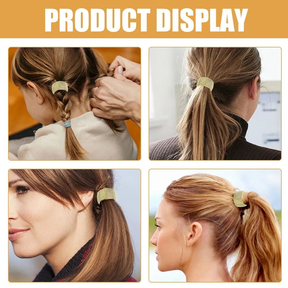 

6pcs Holders Girls Accessories Metal Ties Rope Durable Plastic Ponytail Cuff Lightweight Portable Hair Wrap Cuff Daily for Women