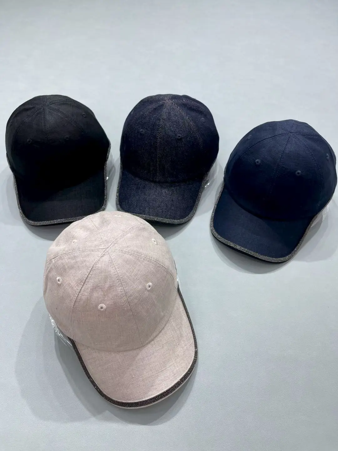 

New Women's Vintage high quality Cotton Beaded Chain Stitched Baseball Hat Casual All-match Duckbill Hat