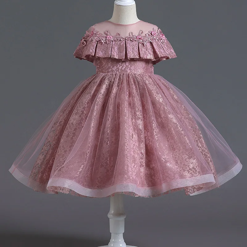 New Girls Kids Flower Elegant Fashion Princess Party Dresses Children Clothing Christmas Birthday Wedding Party Baby Girl Dress