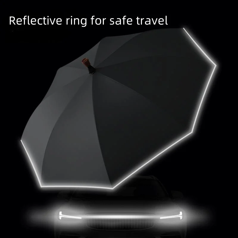 مظلة عكاز ذات عمود مستقيم 3 في 1 - طاقم المشي لمسافات طويلة مقاوم للمطر مع قبضة مطاطية مضادة للانزلاق و360 °   ضوء أمان عاكس