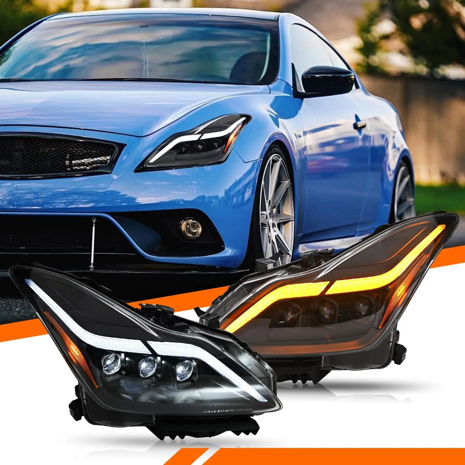 

Светодиодные фары, совместимые с NISSAN Infiniti G37 2008-2013/2014-2015 Q60 Coupe/кабриолет без системных фар AFS