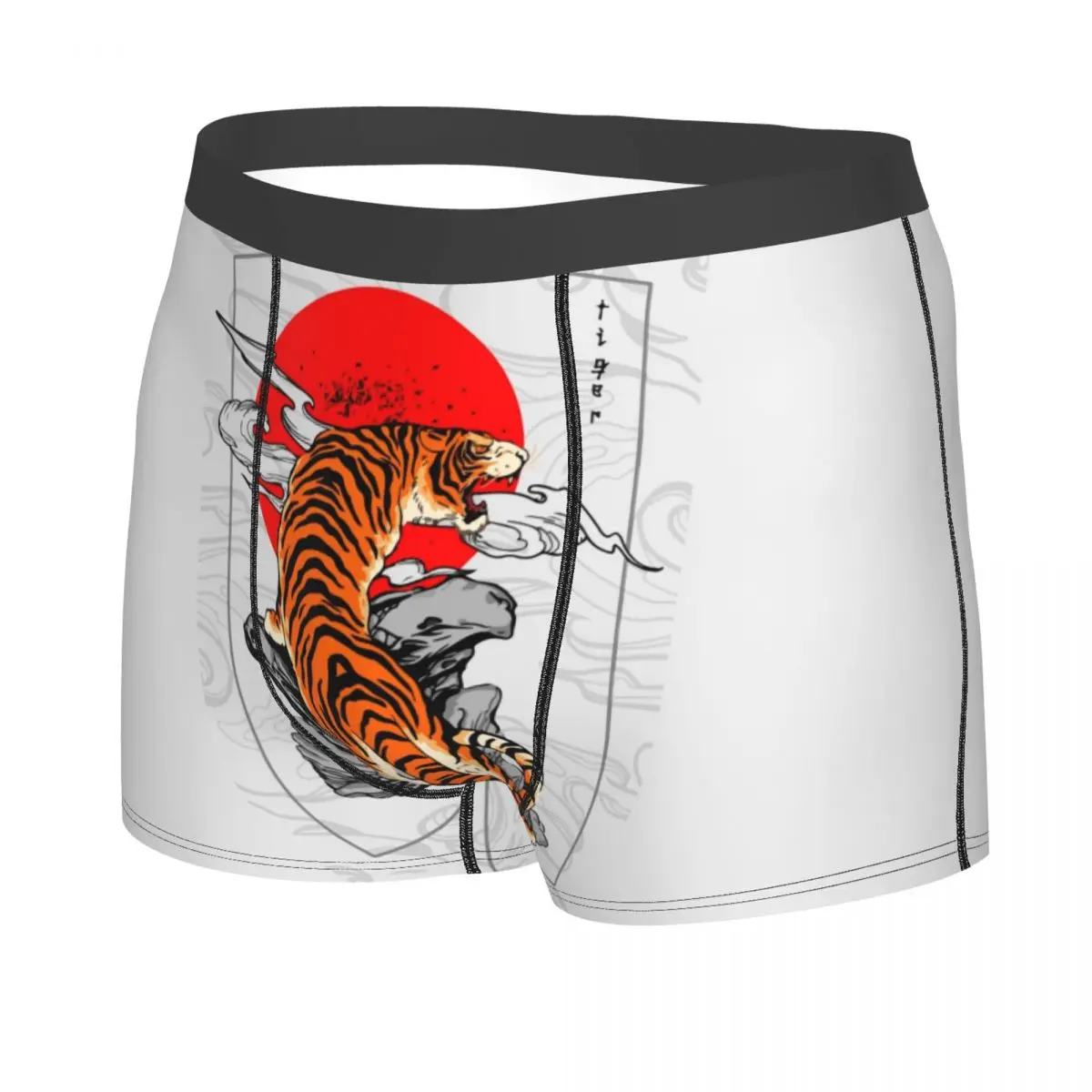 Custom Tiger Japan Style Tattoo Underwear Men Breathbale Animal Art Boxer Briefs Shorts Panties Soft Underpants For Homme