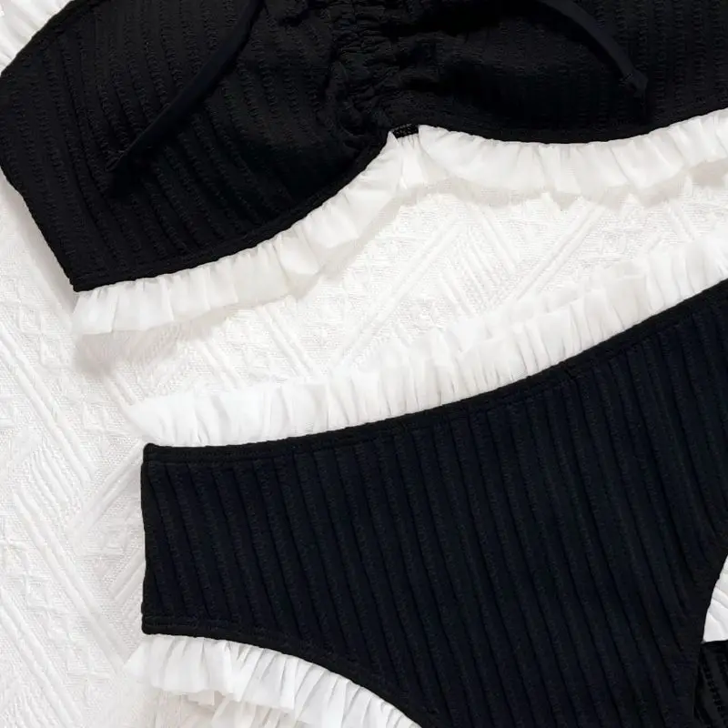 Cikini Costume da bagno diviso senza spalline Bikini sexy Set Costume da bagno estivo da spiaggia per donna