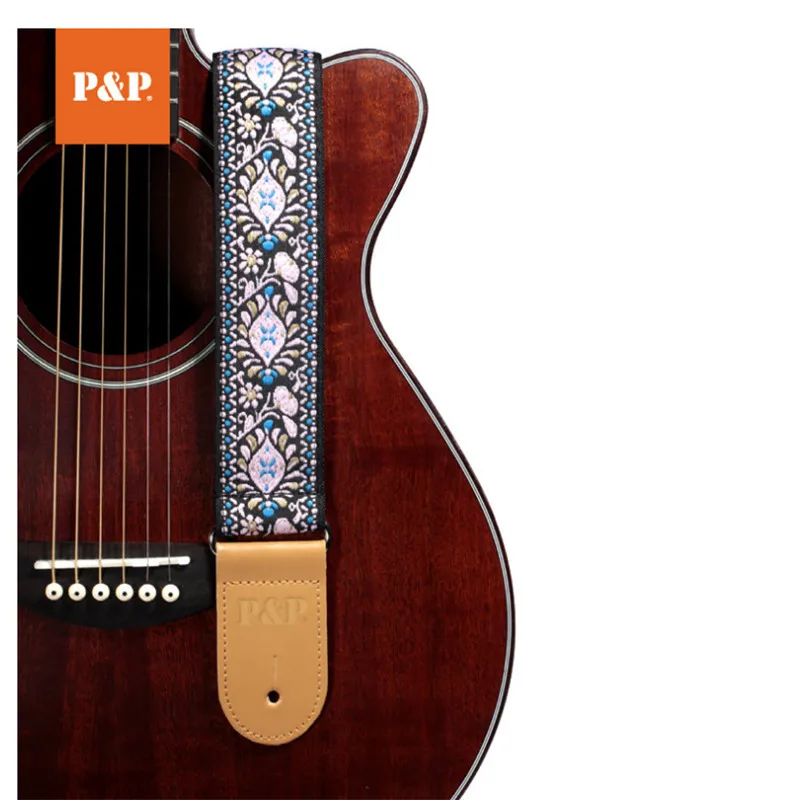 A P&P Stickerei-Jacquard-Gitarrengurt mit verstellbarer Länge im Ethno-Stil für Bass-Akustik-E-Gitarren-Zubehörteile – Detail 7