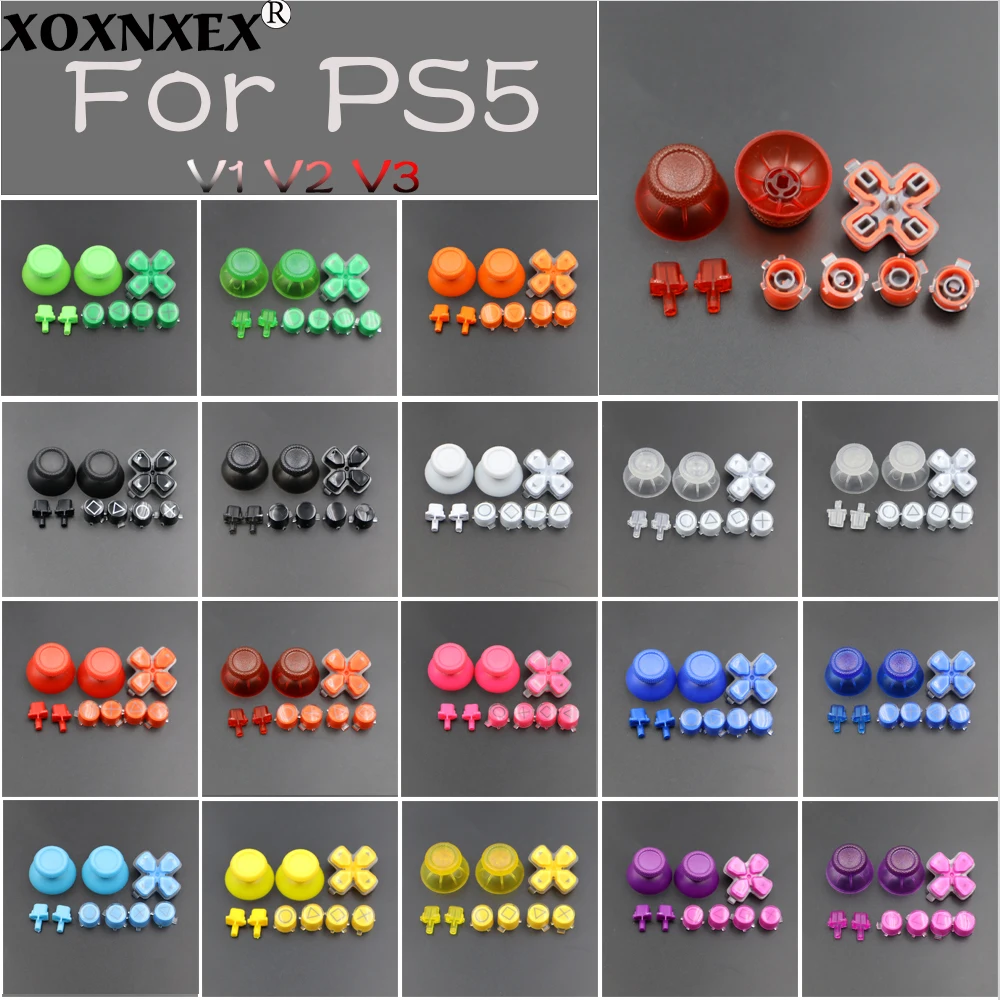 Replacement Plastic Buttons ABXY & D-pad Trigger Buttons For PS5 Controller Analogue Thumbsticks Caps Mushroom Game Head Rocker