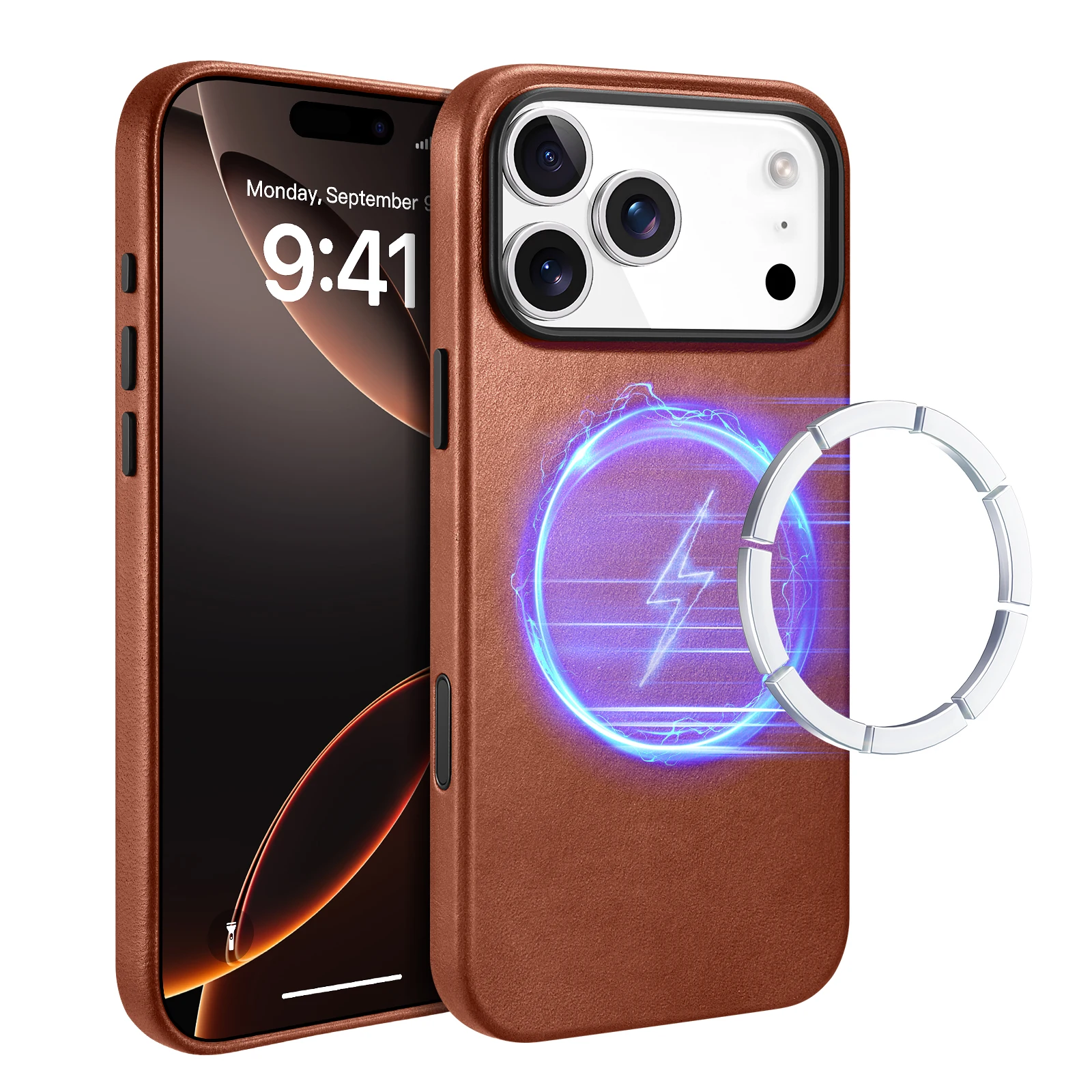 

Leather Case for iPhone 17 Pro Max 2025 Compatible with Magsafe, Magnetic Wireless Charging, Slim Fit, Shockproof for iPhone Air