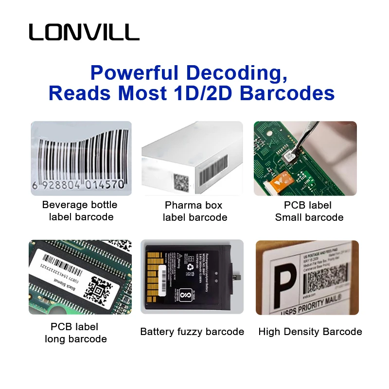 LONVILL 1D 2D Code matrice de données balayage fixe scanning convoyeur de codes à barres centre de tri scanner automobile professionnel à grande vitesse