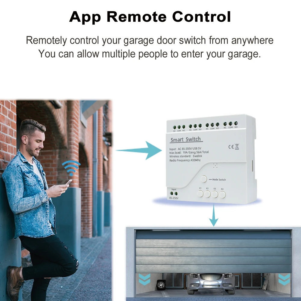 Ewelink 4CH Smart WiFi Switch RF433MHZ Control 7-32V 85-250V Automation Module Relay Works With Alexa Google Home