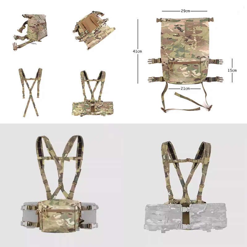 Type SS LBV Expansion Kit for 34A Tactical Chest Gear, Back Panel Pocket Horizontal Zipper Modular Accessory Pack MOLLE 41x29cm