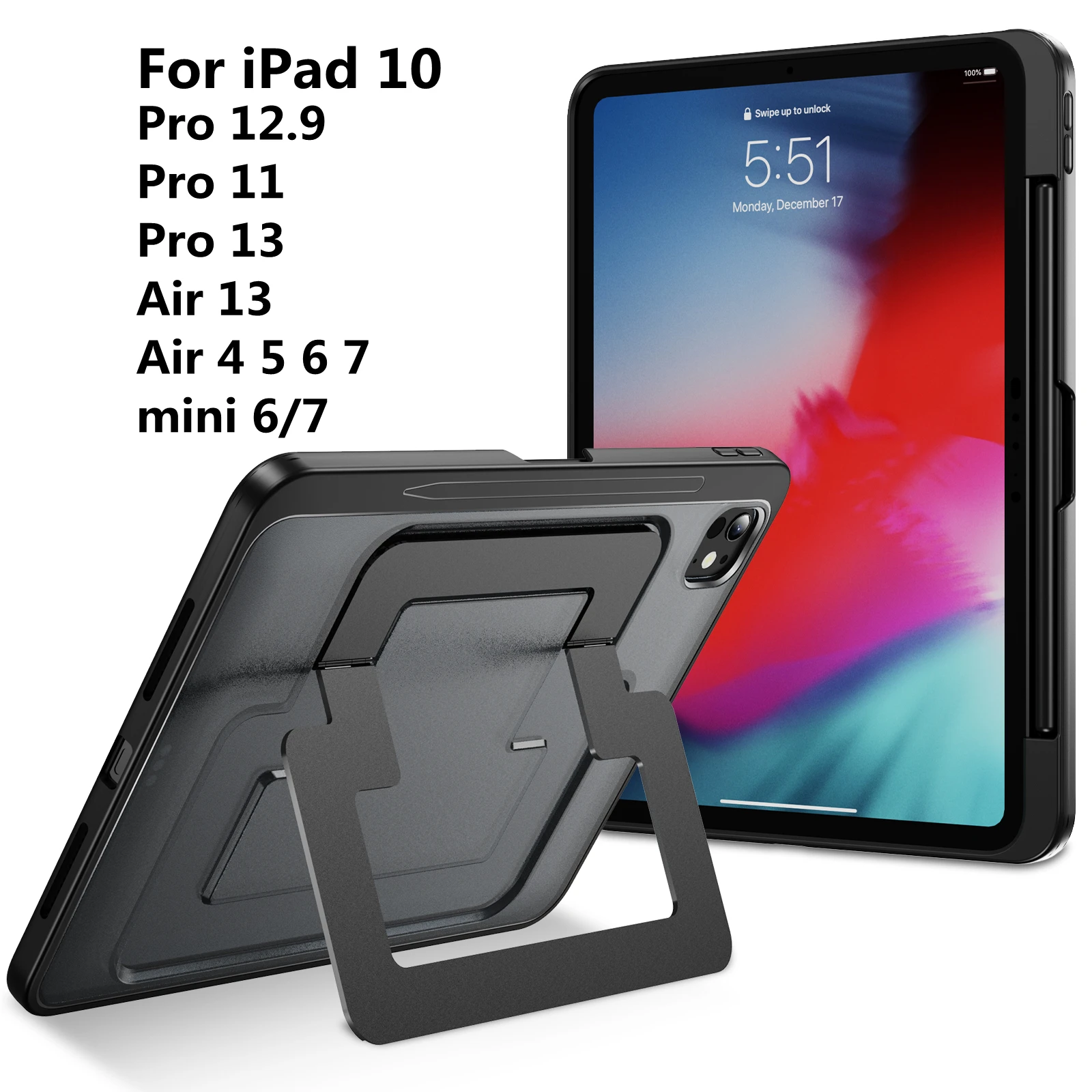

Для iPad Pro 11 Pro 12,9 13 Air 13 6 5 4 mini 7 6, чехол для планшета, ручной металлический кронштейн, акриловый прозрачный противоударный чехол-подставка