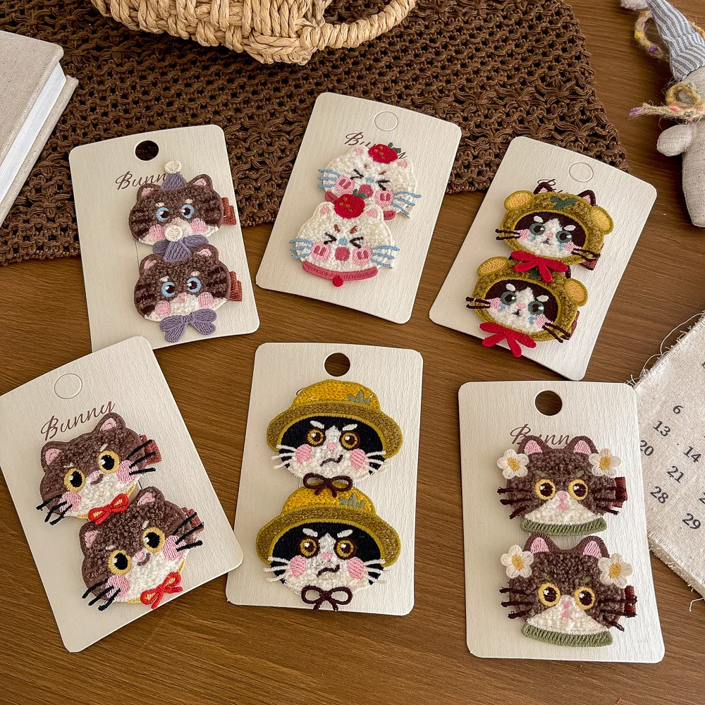 

2 шт./лот, мультяшные заколки-бантики с котиками, детские заколки-зажимы, милые заколки для девочек, заколки для челки, боковые зажимы, детские аксессуары для волос