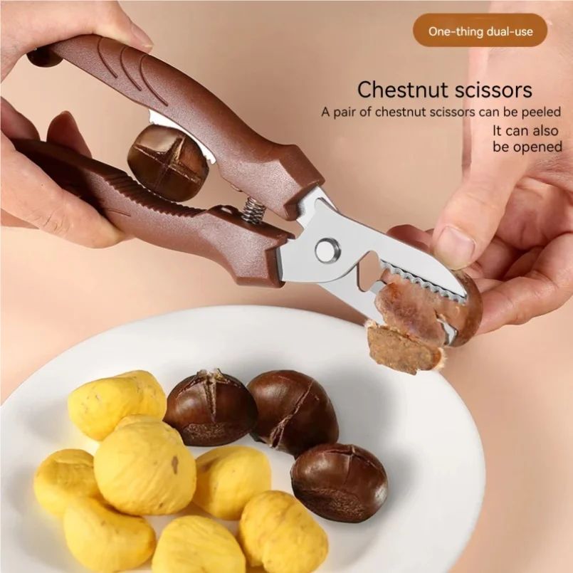 

Multipurpose Chestnut Scissors Peeler Chestnut Shell Peeling and Leather Clip Cross Cutting Knife Chestnut Peeler For Kitchen