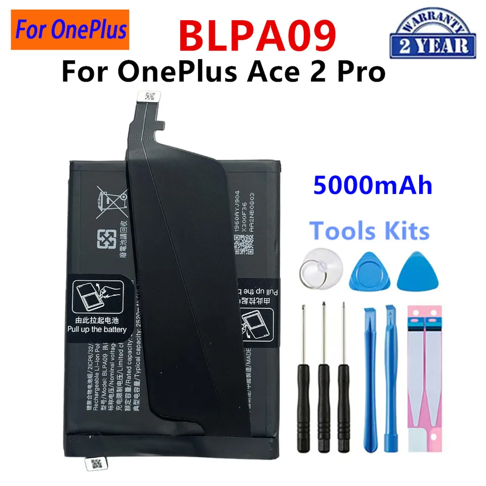 Batería 100% original BLPA09 5000mAh de repuesto para OnePlus ACE 2 Pro producción más reciente baterías para teléfono + herramientas