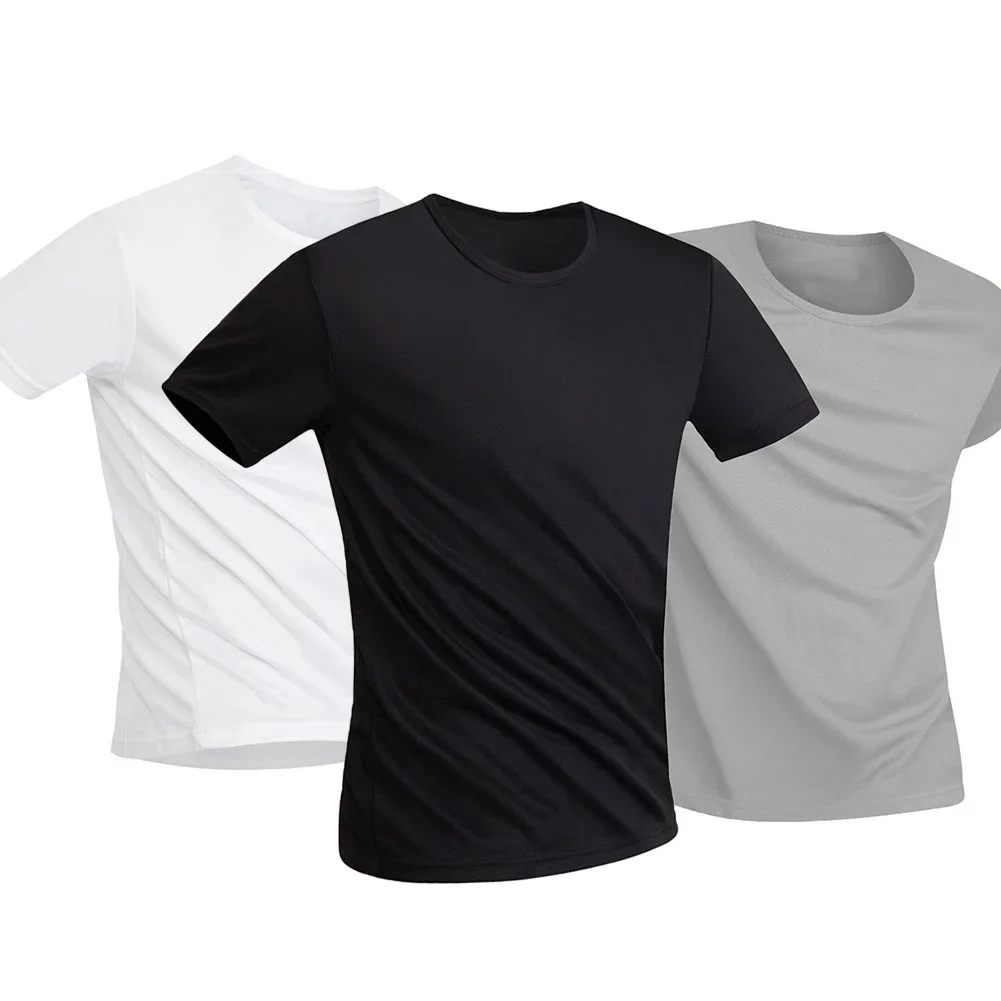 Kurzarm-T-Shirt mit rundem Kragen für Herren, Outdoor-Freizeit-Sport-Shirt, atmungsaktiv, Antifouling, wasserdichtes T-Shirt, große Größe