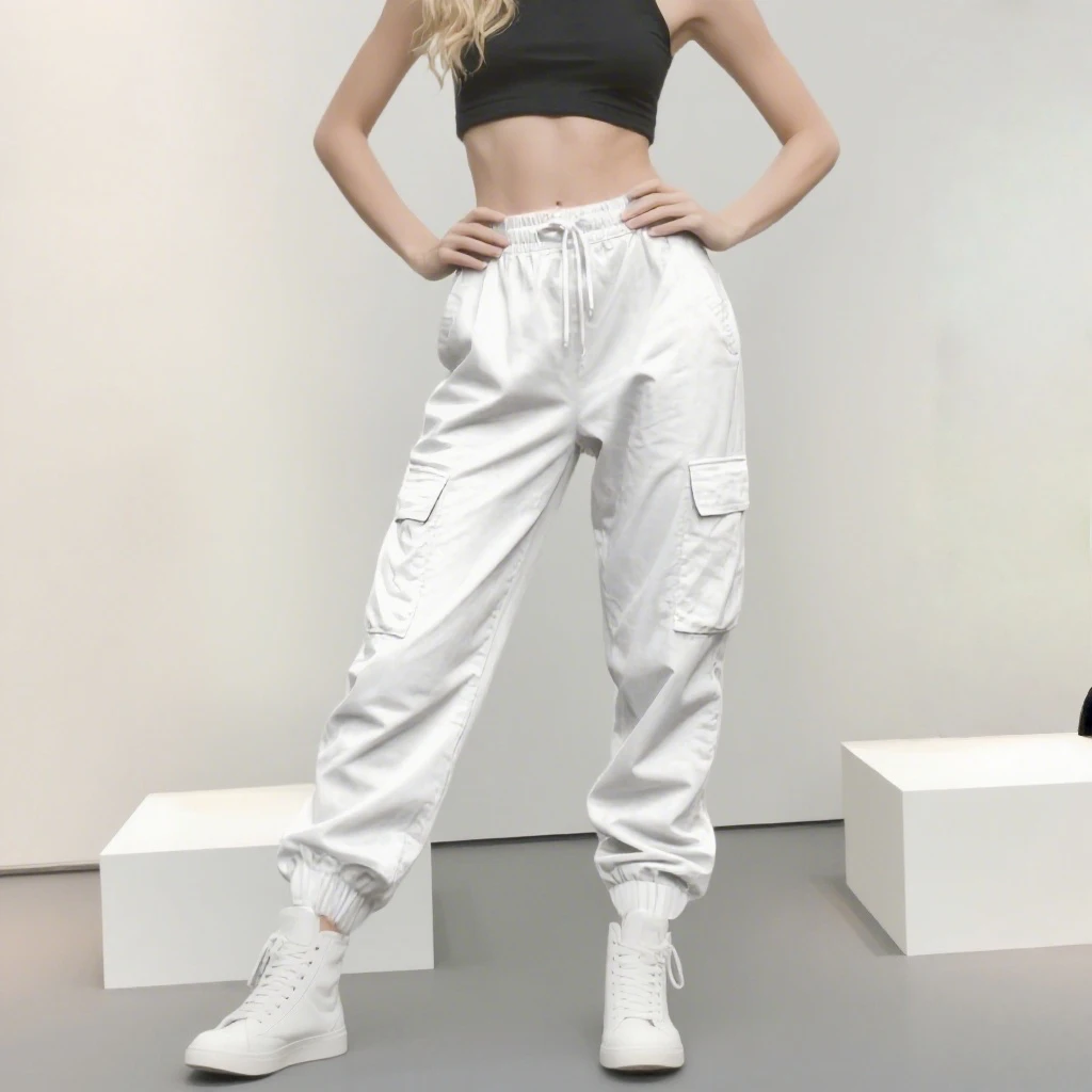 

Y2K New Solid Jogger Women's Cargo Pants Multi-Pocket Drawstring Elastic Waist Women Sports Pants Streetwear Casual Long Pant