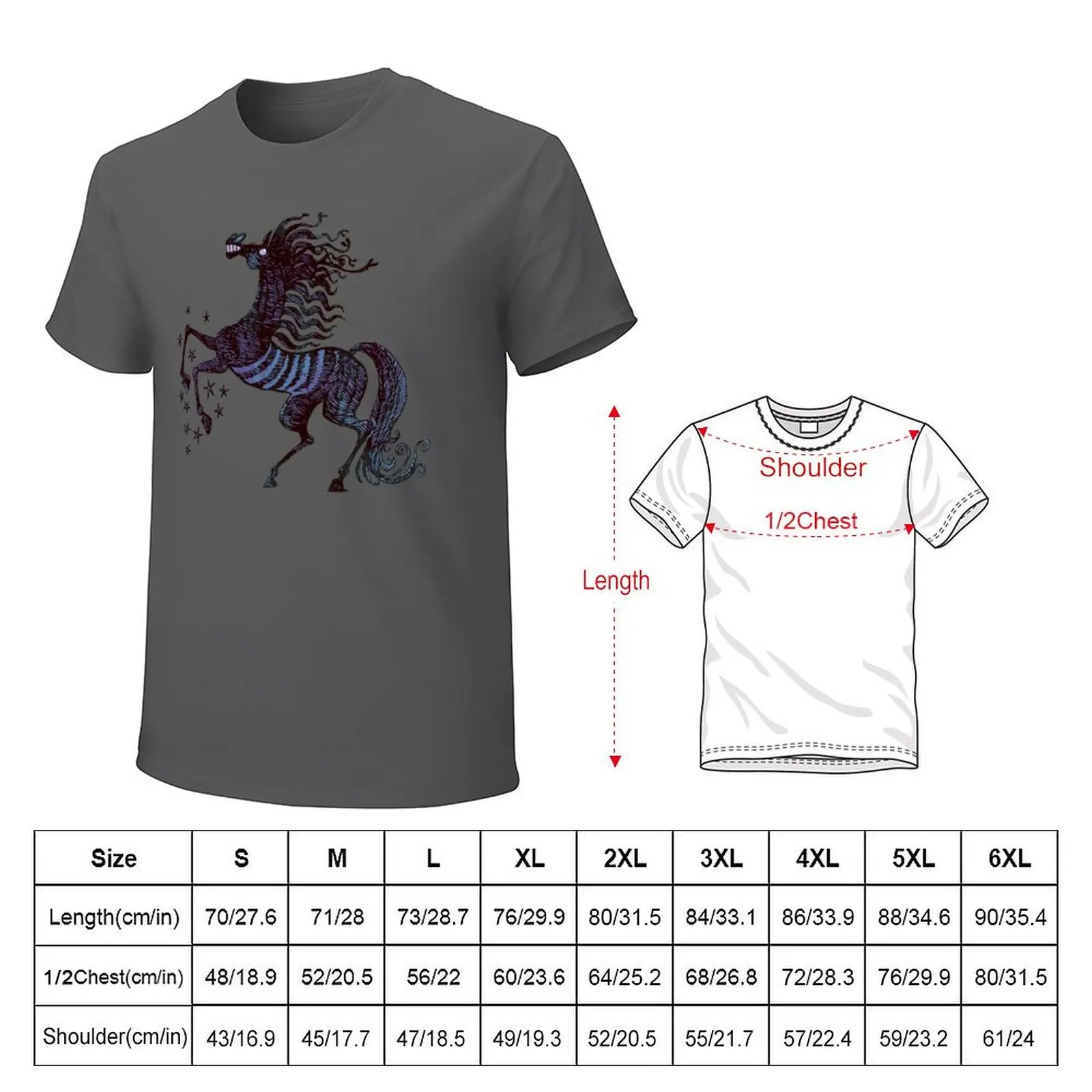 Dark Blue horse T-Shirt graphics Blouse quick drying plain black t shirts men