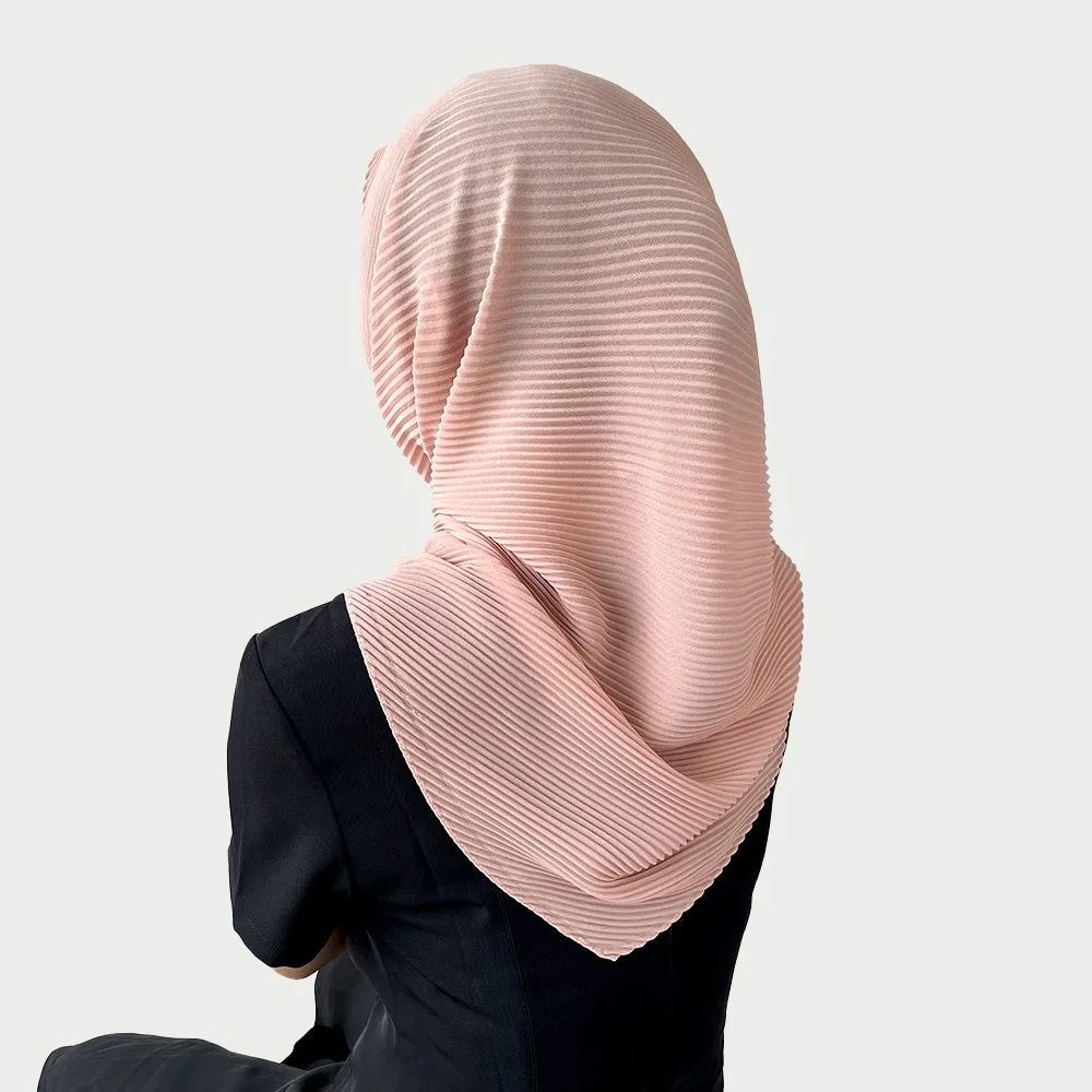 

Turban Soft Wrap Chiffon Hair Scarf Hair Band Slender Solid-color Bandana Rhombus Elegant Pleated Silk Scarf Girls