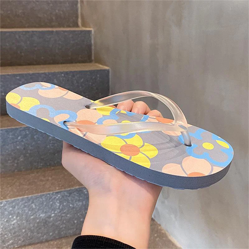 Flip-flops New Casual Non-Slip Indoor Floral Soft Sole Summer Flower Hospitality Home Beach Sandals