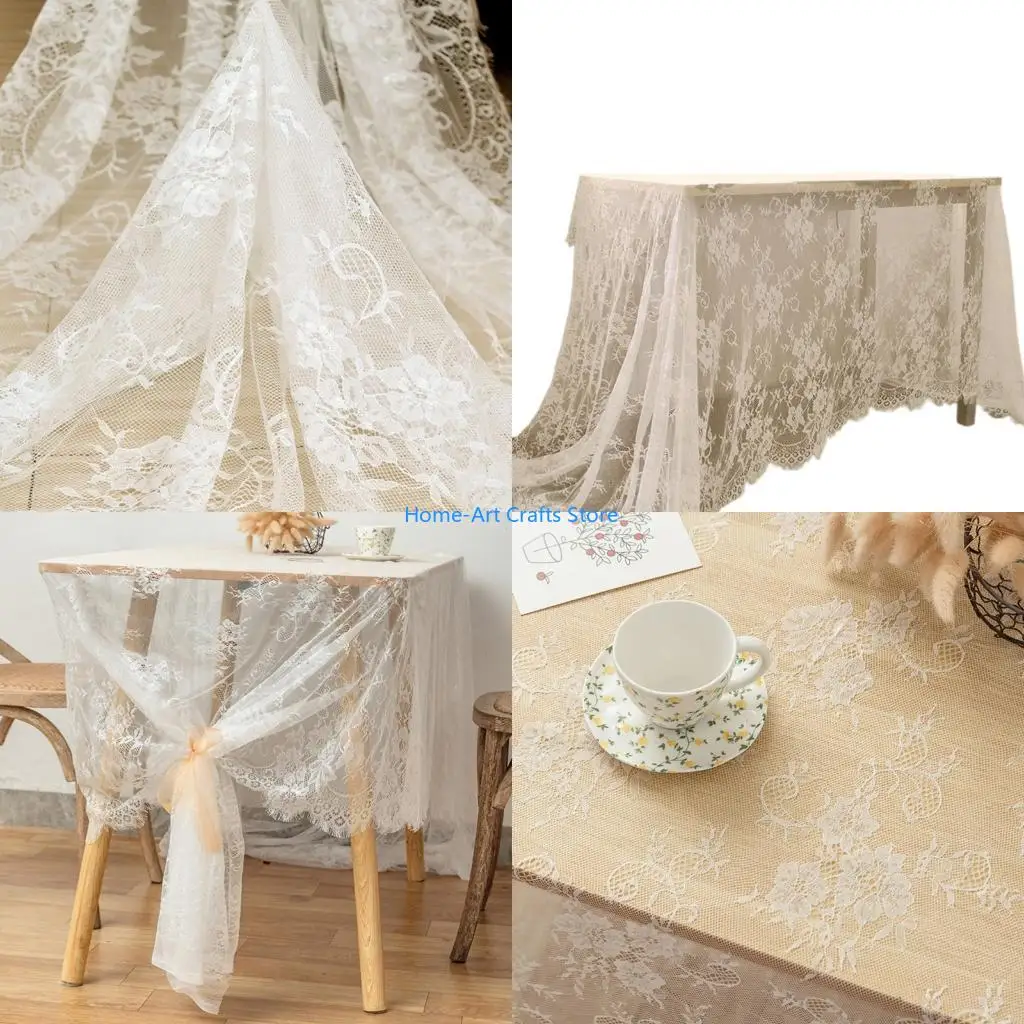 Y3NA Decorative Lace Table Cover Embroidery Tablecloth  For Weddings Valentines Day
