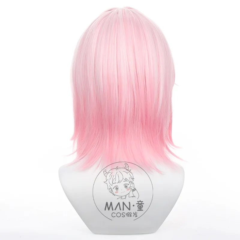 هونكاي: ستار ريل 7 مارس شعر مستعار كوسبلاي مقلد فروة الرأس وردي متدرج شعر قصير هدية الهالوين