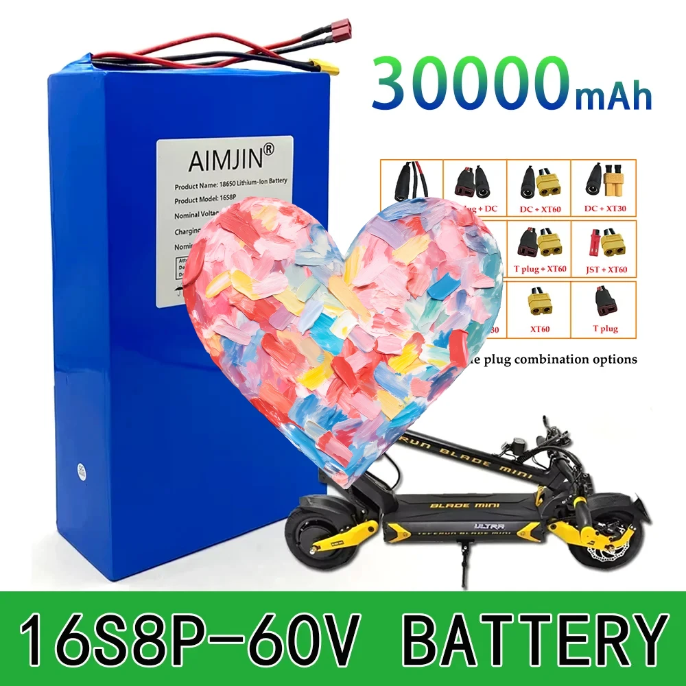 

16S8p Brand new lithium battery 60V 30Ah 18650 high power suitable for various transport vehicles 1000-3000W
