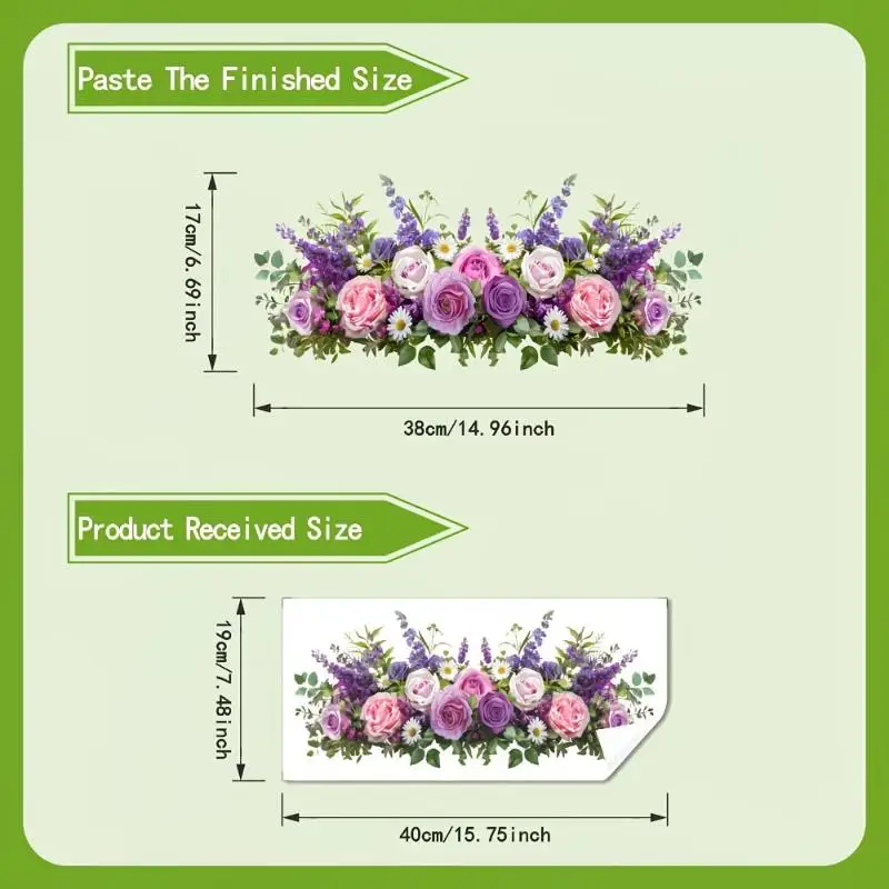 Fresh Floral Pattern Sink Area Background Wall Sticker Bathroom Wall Decoration Self-Adhesive Removable Waterproof Sticker