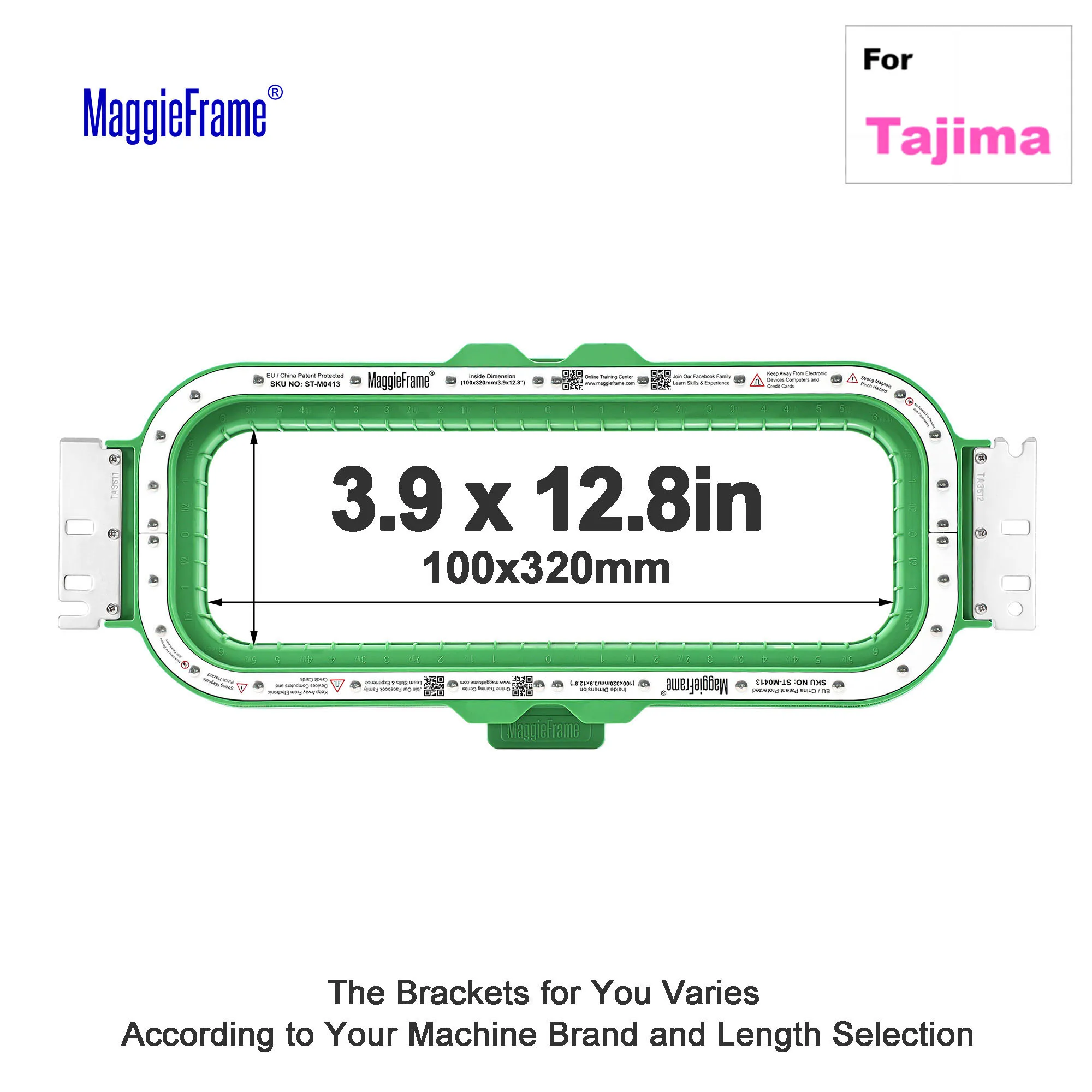 

MaggieFrame Magnetic Hoop 3.9"x12.8" | 100x320mm for Tajima Embroidery Machine Mighty Hoop Embroidery hoops