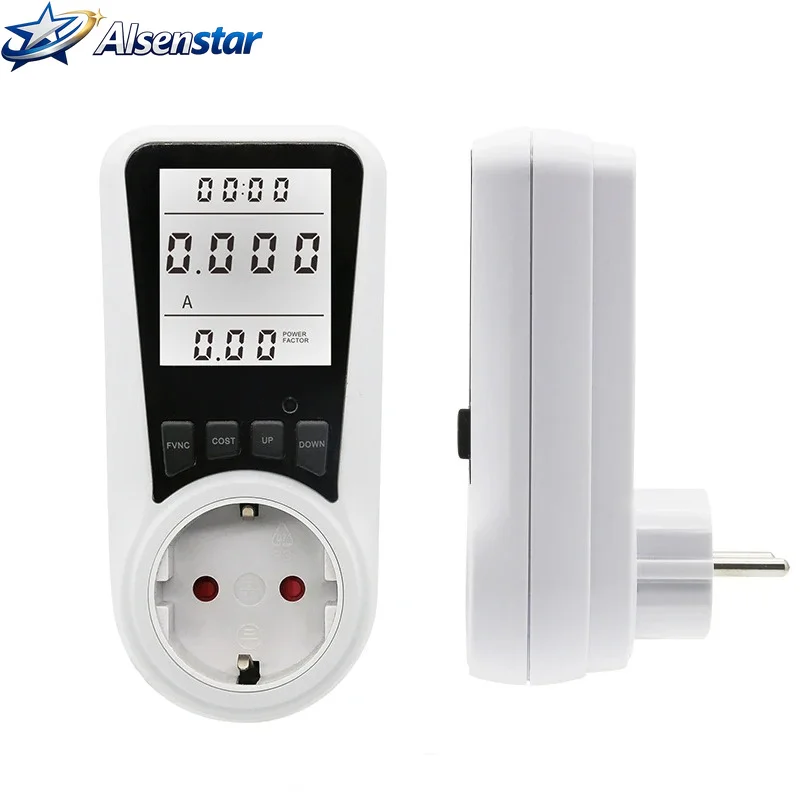 EU plug-in power meter, digital energy meter, 220V AC energy meter, power consumption energy meter