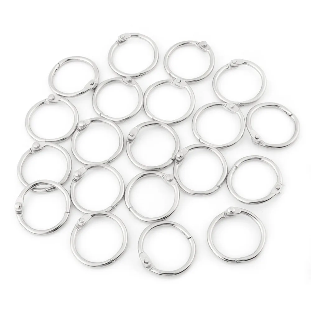 20PCS Binder Ring Silver Metal Hinged Ring Metal Spring O Rings Binder Ring Split Key Ring School Use