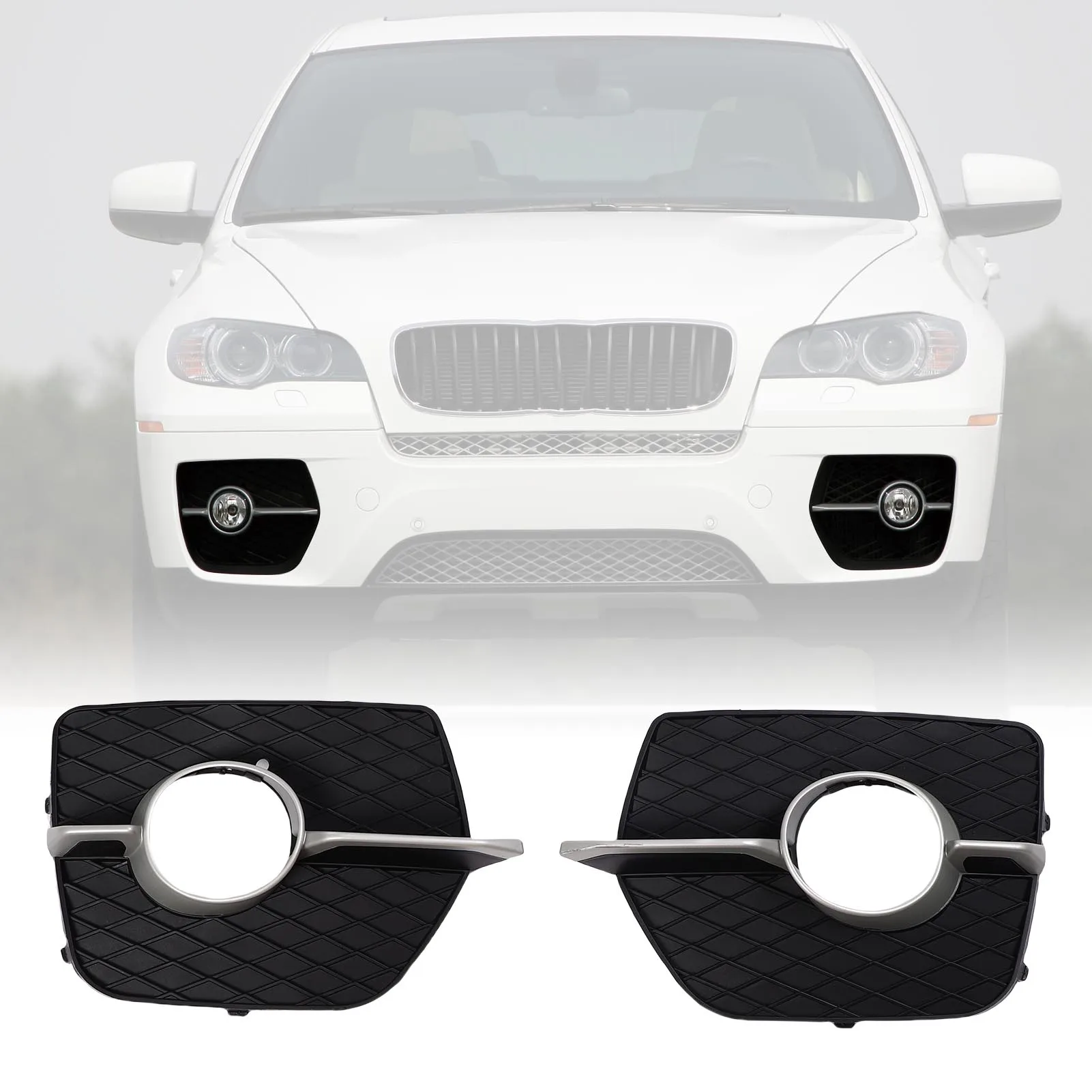 

1 Pair Car Bumper Fog Light Bezel Cover With Decorative Trim ABS Plastic Long Lasting 51117188383 for BMW X6 E71 E72 2008-2014