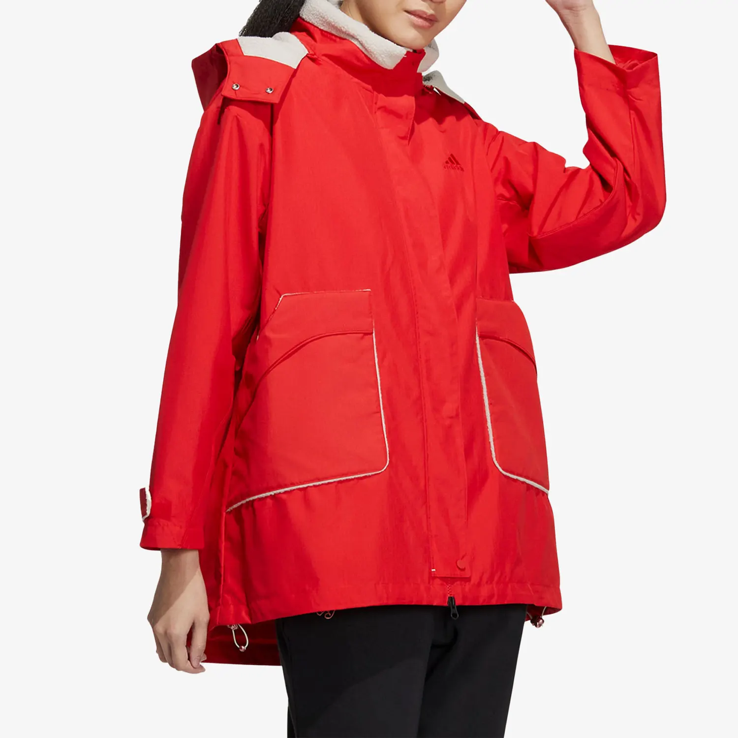 Giacca sportiva con cappuccio in pile da donna nuova primavera originale Adidas HZ2995