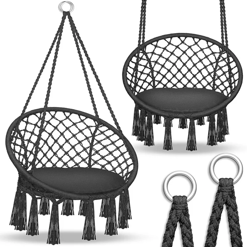 

Outdoor Patio Garden Boho Hanging Camping Swing Basket Hammock Chair for Bedroom Breathable Lightweight Home Outdoor Seatpromote