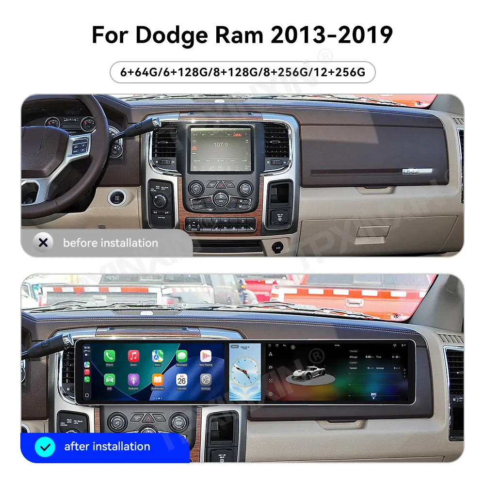 Car Accessories Radio For Dodge Ram 2013-2019 Android Auto GPS Navigation Multimedia Stereo Receiver Head Unit Offline Maps