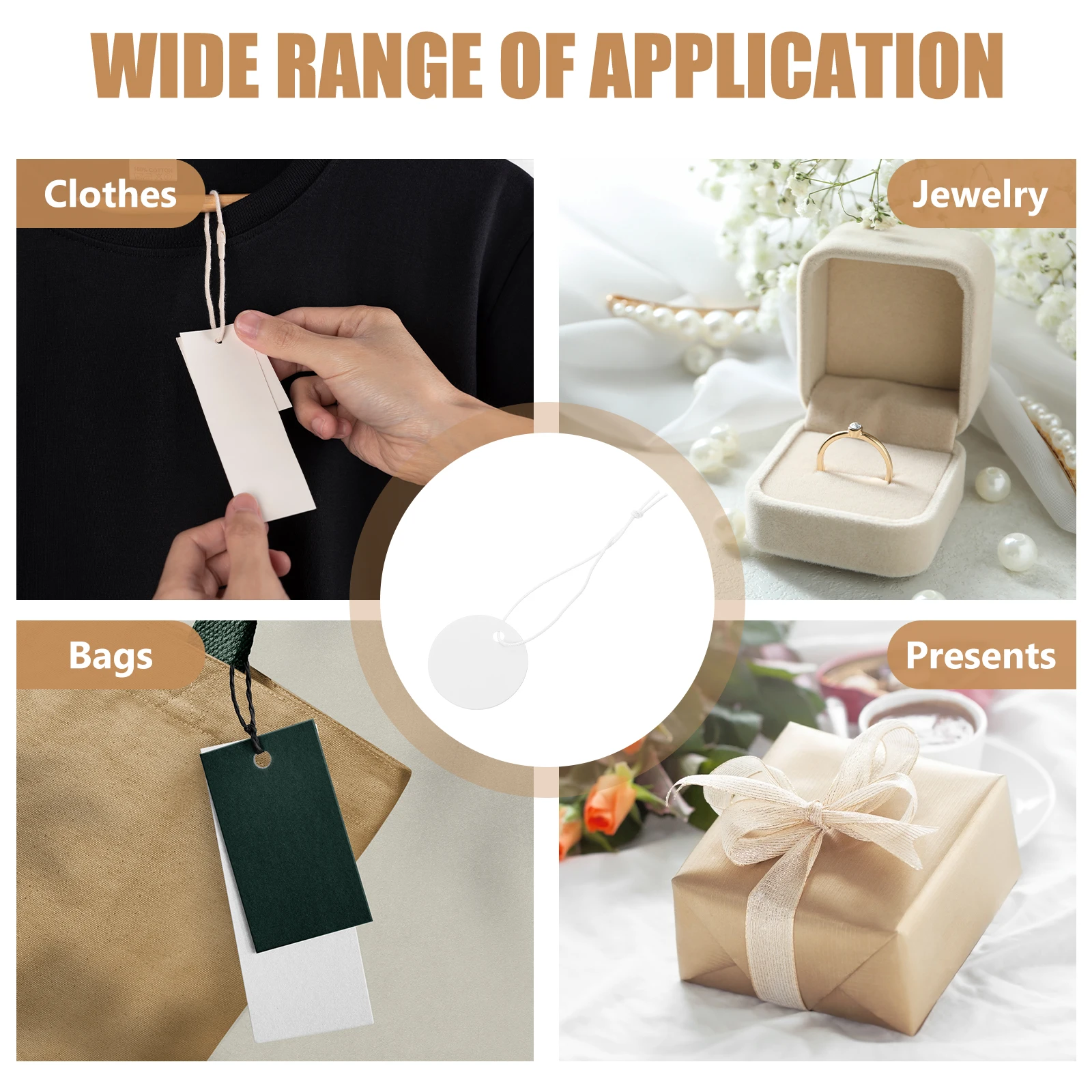 

100Pcs Elastic Cord Price Tags Blank Merchandise Tags for Jewelry Clothes Labeling Accessories Jewelry Tag Merchandise Tag