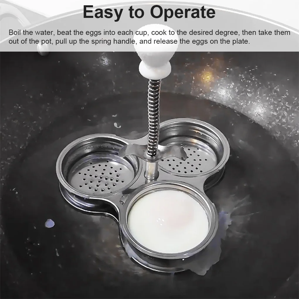 Non-stick Coating Egg Poacher Poaching Boiler Steamer 3-Cups Brunch Breakfast Maker Cooker Cookware Utensil Porous