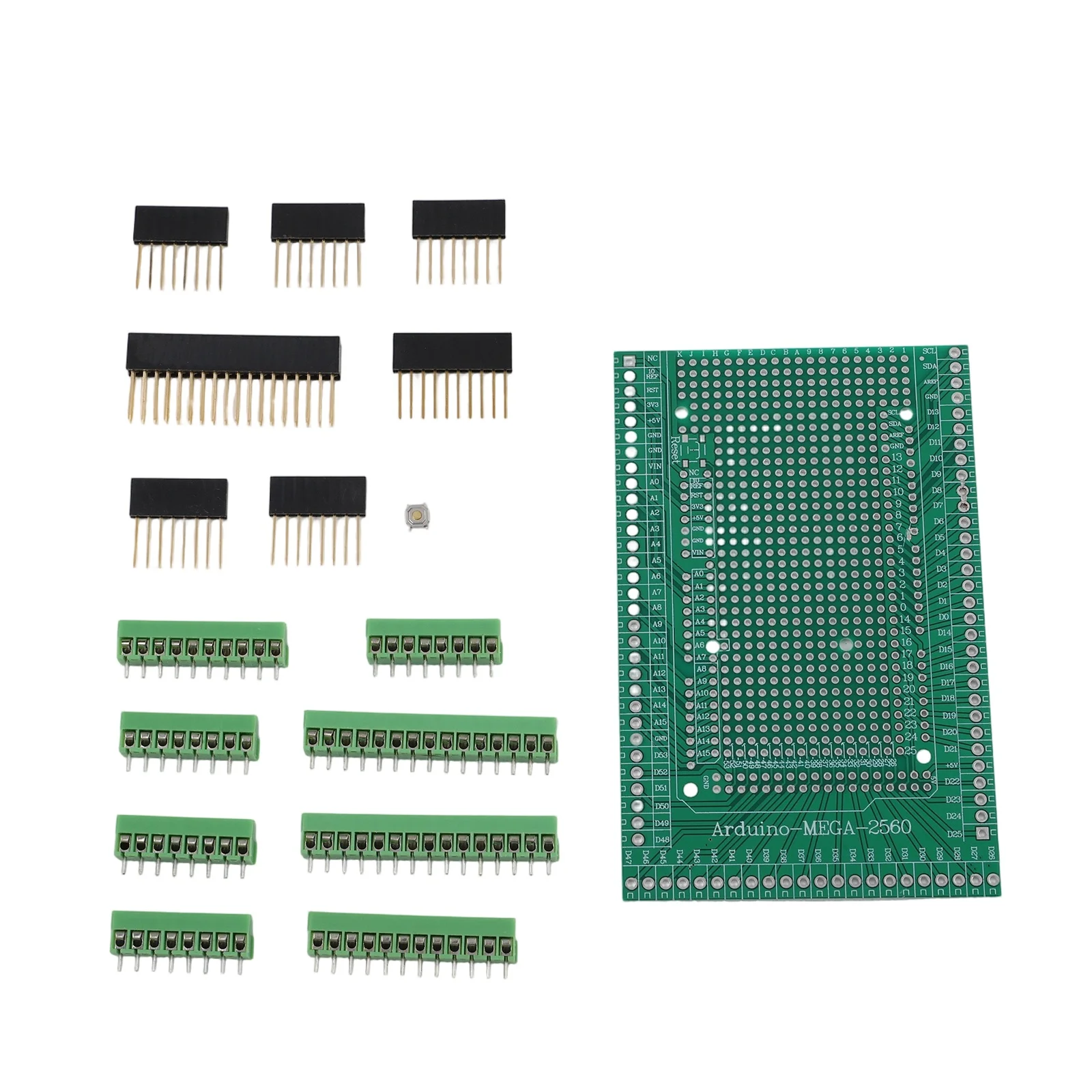 Shield Board Kit with Screw Terminal Blocks for MEGA 2560 R31 For Arduino Featuring 2.54mm Grid Pads and 15mm Pins